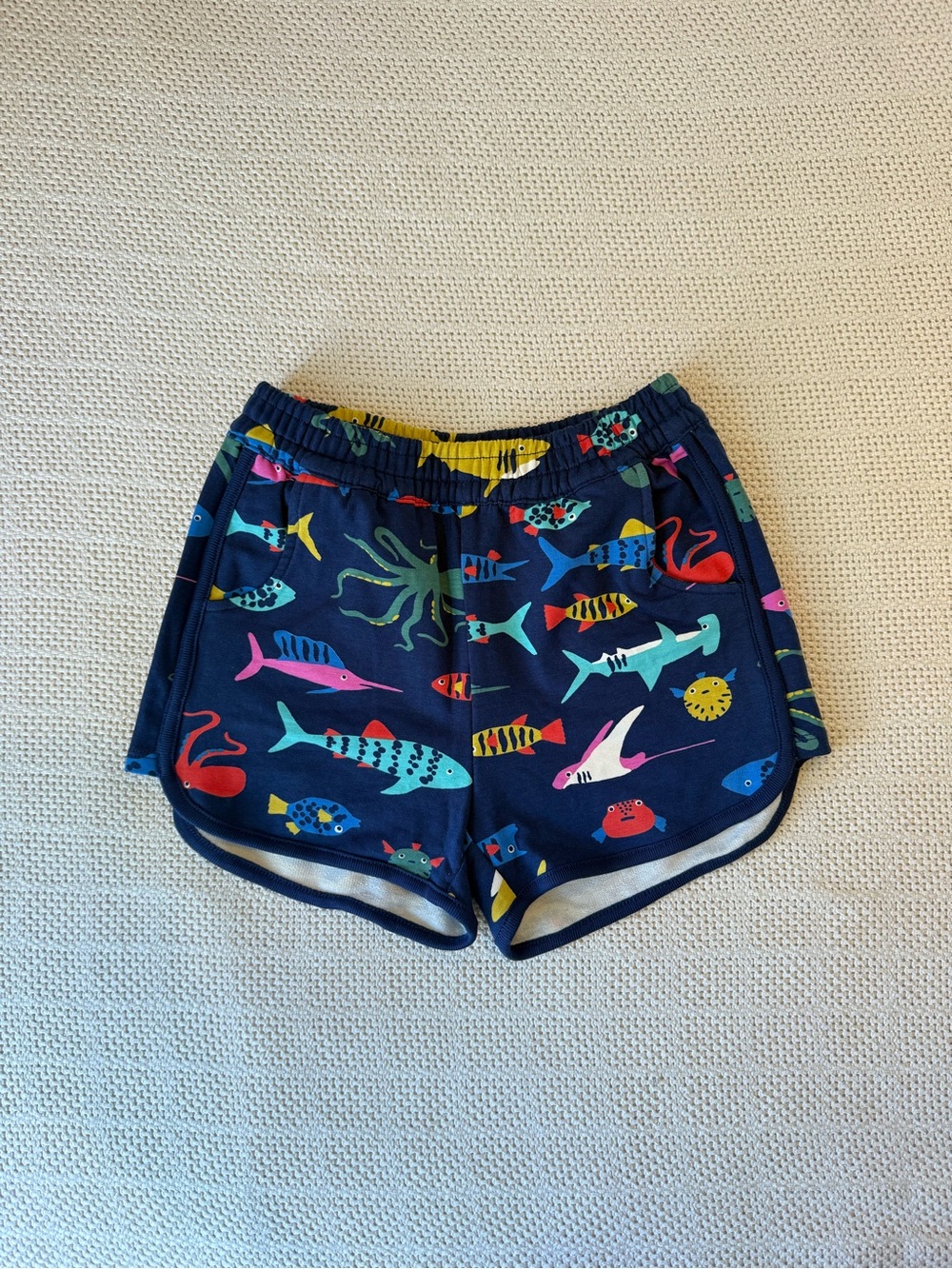 Hanna Andersson Navy Shorts with Multicolor Fish Print